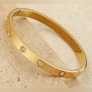 Gold Heart Bangle Bracelet